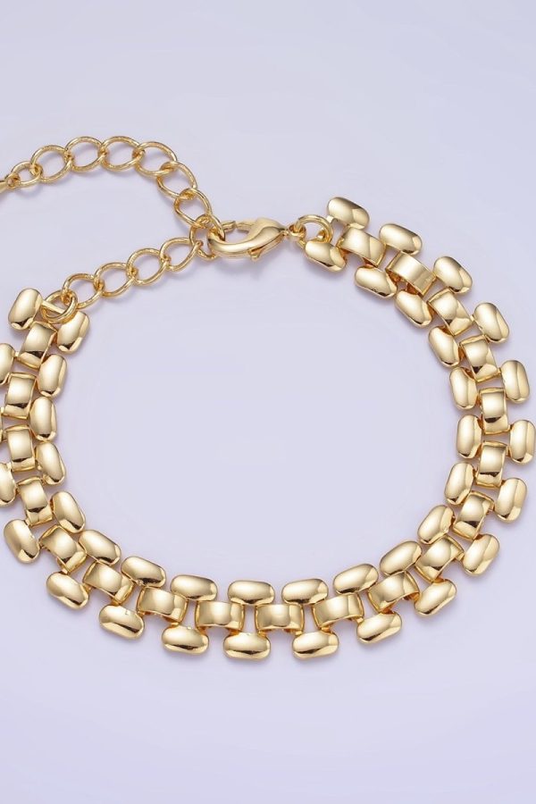 14K Gold Filled 9.3mm Panther Chain Bracelet w. Extender | WA-2475