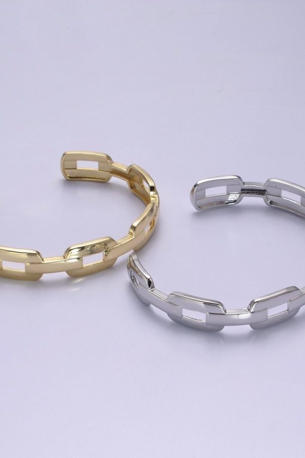 14K Gold Filled Paperclip Bangle Bracelets Modern Paperclip Bracelets Elongated Paperclip Bracelet Open Bracelet | WA-787 Clearance Pricing