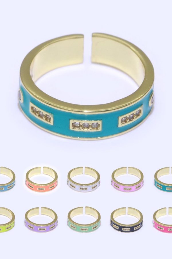 1x Dainty Colorful Enamel Ring Multicolor Enamel Band Butterfly Ring Stacking Open Ring Adjustable Ring Yellow Teal Pink Green White Neon Ring O-363 ~ O-370