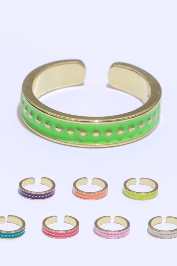 1x Dainty Colorful Enamel Ring Multicolor Enamel Band Dots Ring Stacking Open Adjustable Ring O-379 ~ O-386