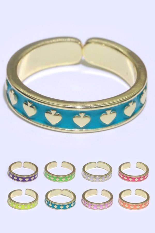 1x Dainty Colorful Enamel Ring Multicolor Enamel Band Spade Ring Stacking Open Ring Adjustable Ring Yellow Teal Pink Green White Neon Ring O-395 ~ O-402