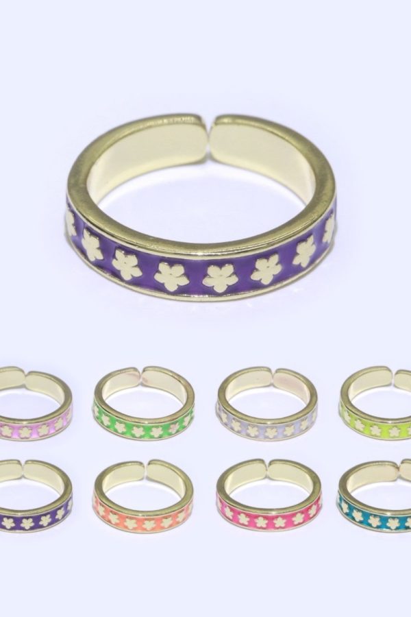 1x Dainty Colorful Enamel Ring Multicolor Enamel Band Star Ring Stacking Open Ring Adjustable Ring Yellow Teal Pink Green White Neon Ring O-387 ~ O-394