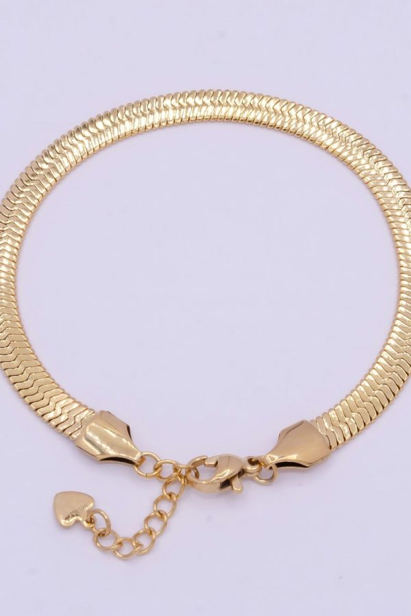 24K Gold Filled 3mm, 4mm, 5mm Herringbone Chain 7 Inch Bracelet | WA-928 WA-929 WA-927 Clearance Pricing