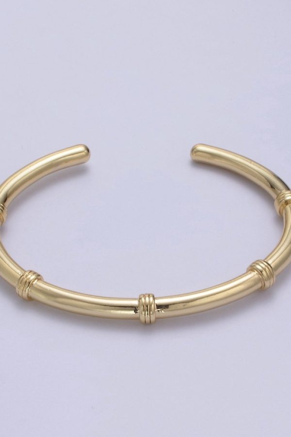 24K Gold Filled Knot Bangle Bracelet, Minimalist Small Knots Stacking Cuff Bracelet | WA-661 Clearance Pricing