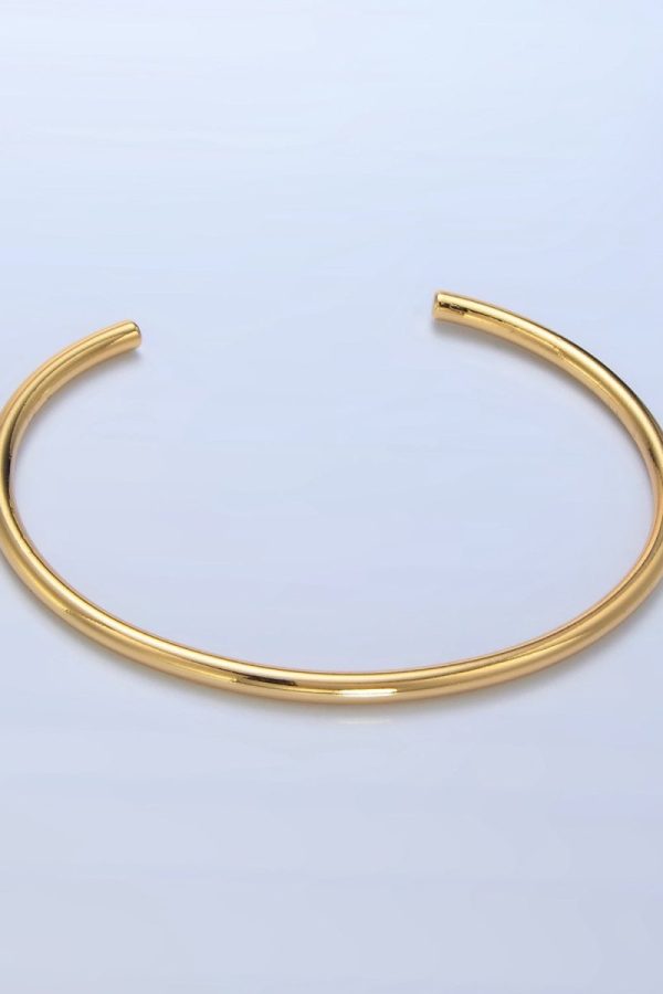 24K Gold Filled Minimalist Band Cuff Bangle Bracelet | WA-2632