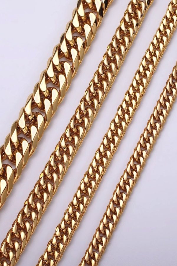 Chunky Gold Miami Cuban Curb Chain Bracelet, 8mm 9mm 11mm Stainless Steel Chain Men Bracelet | WA-1645 WA-1646 WA-1647 Clearance Pricing