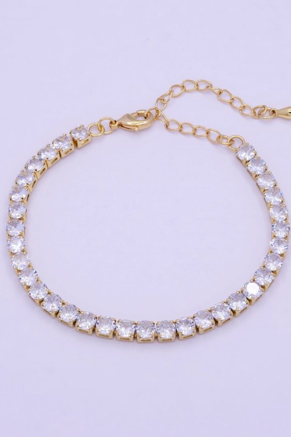 Classic Gold Tennis Bracelet, Cubic Zirconia Dainty Diamond Bracelet for Minimalist Jewelry | WA-789 Clearance Pricing