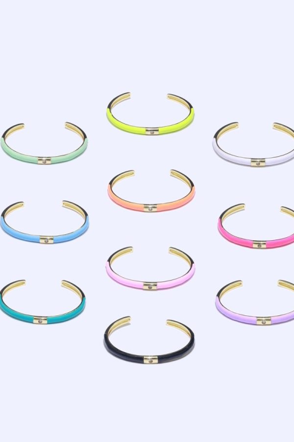 Colorful Enamel Stackable Bangle Bracelet, 14K Gold Filled CZ Enamel Bangle Fashion Jewelry | WA-094 to WA-103 Clearance Pricing