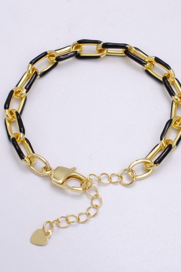 Enamel PaperClip Bracelet 6inch Colorful Bracelet in Gold | WA-2276 - WA2283