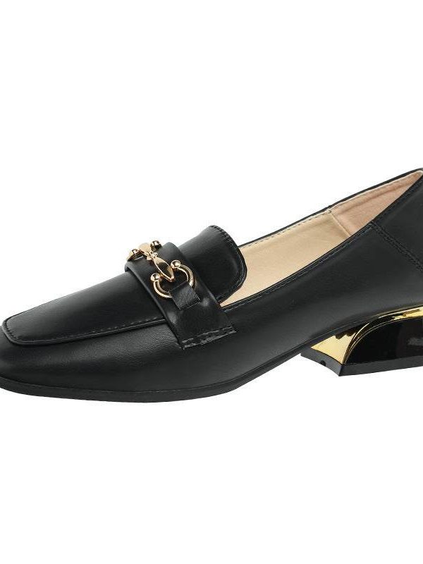 Spring And Autumn Mid-heel Women's Shoes One-foot Loafers Women