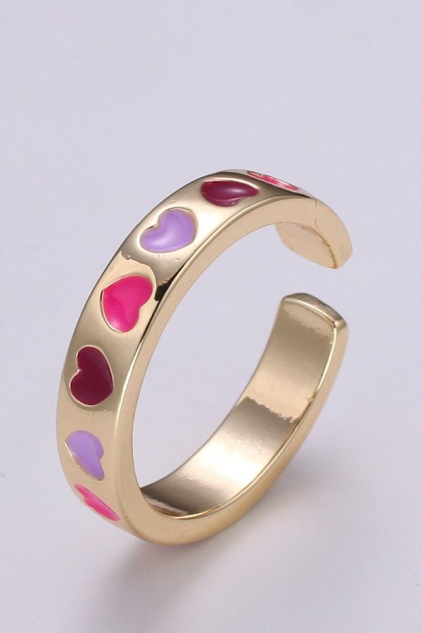 Gold Heart Ring, Love Ring, Open Heart Ring Adjustable Open Ring, Gold Stacking Ring Minimalist Heart Ring for Relationship Friendship Ring R323