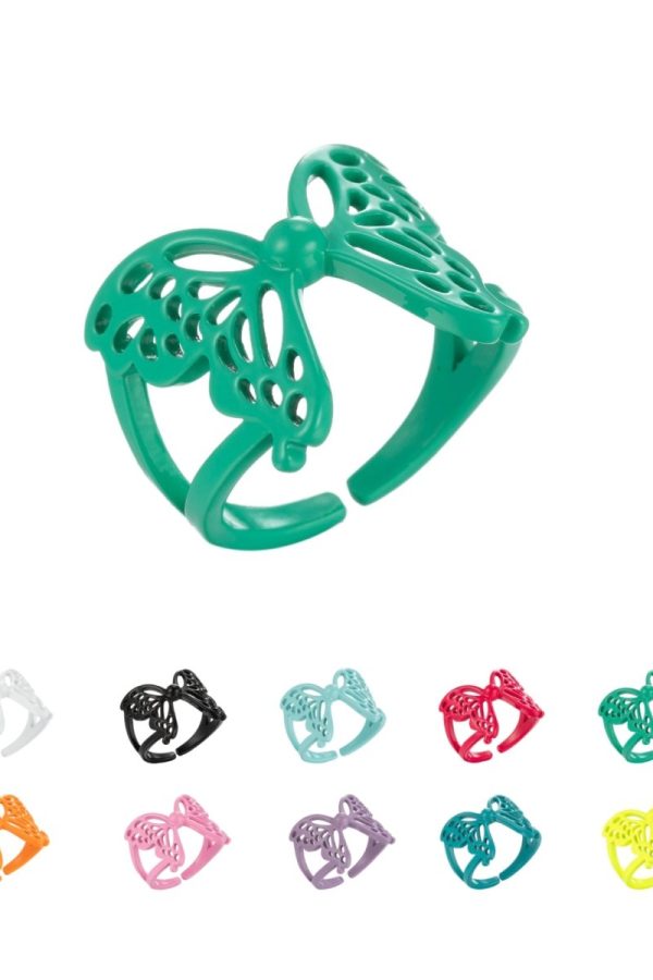 Mariposa Butterfly Ring Enamel Statement Jewelry Open Adjustable Ring Y2K Colorful Ring