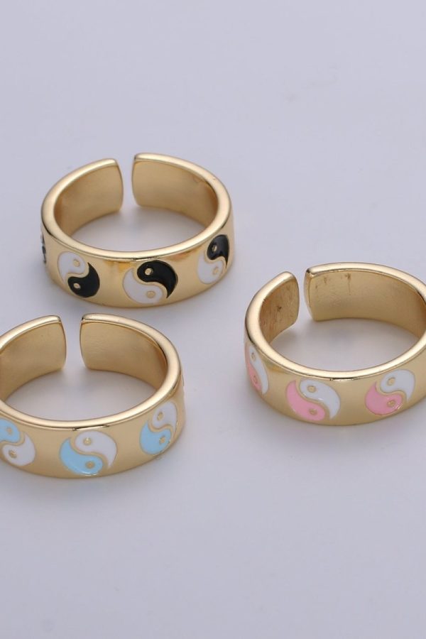 Yin Yang Ring, Dainty Enamel Ring, Adjustable Ring, Minimalist YinYang Ring, Minimalist Ring, Gold Open Ring, Dainty Pastel Ring Jewelry R-485 ~ R-487 O-431 ~ O-434